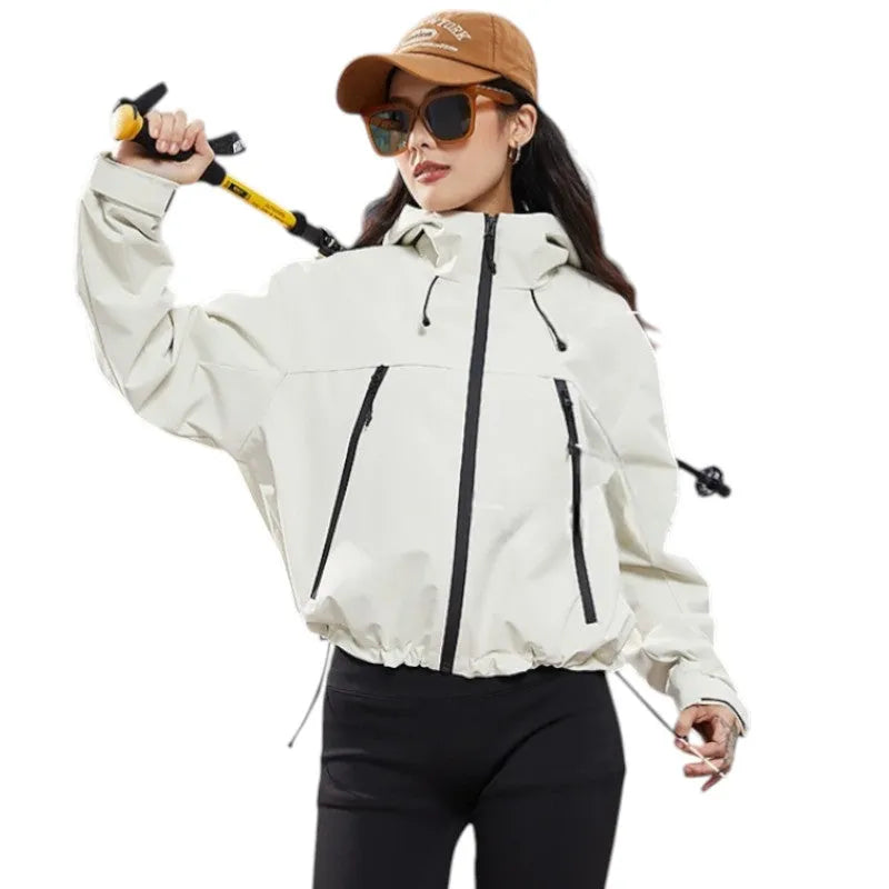 Women's Waterproof Breathable Rain Jacket with Adjustable Hem