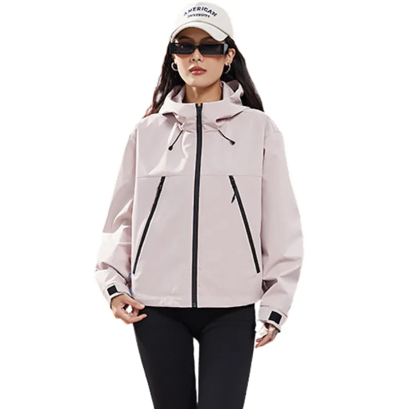 Women's Waterproof Breathable Rain Jacket with Adjustable Hem