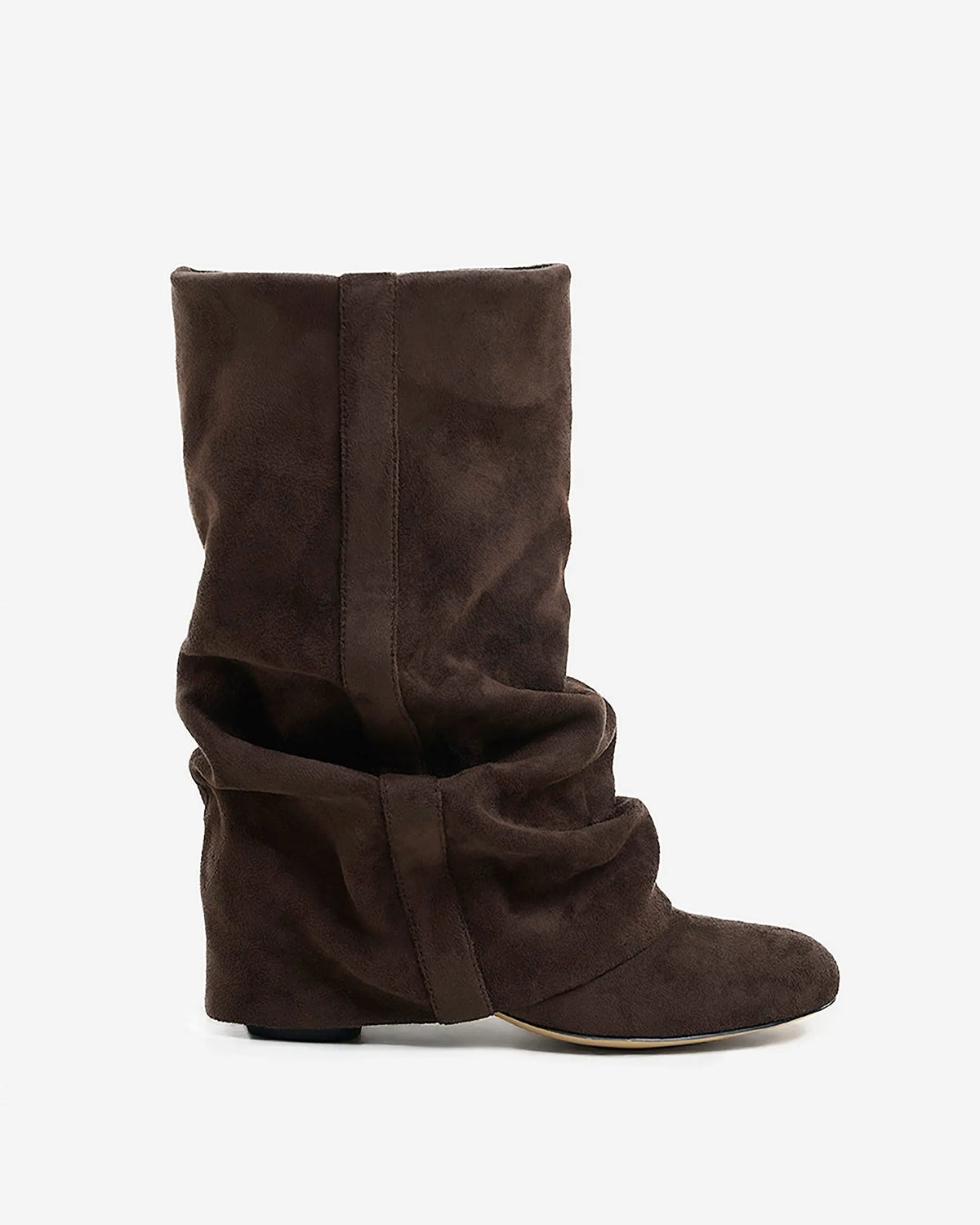 Women's Wide-Calf Knee-High Boots with Hidden Heel and Rounded Toe