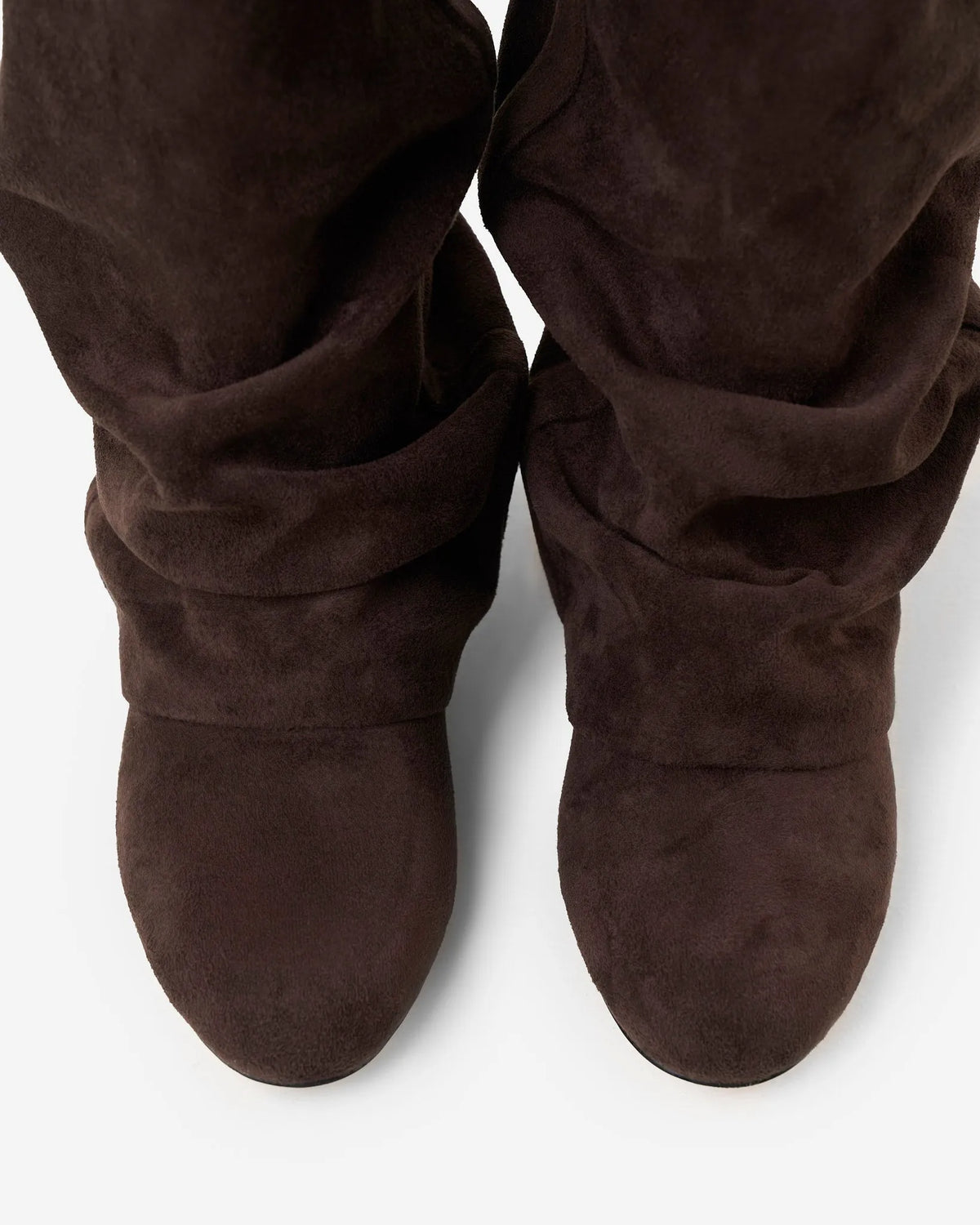 Women's Wide-Calf Knee-High Boots with Hidden Heel and Rounded Toe