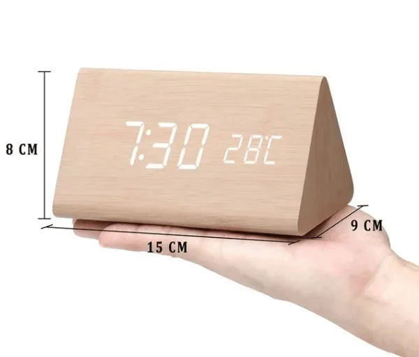 Wooden LED Alarm Clock with Voice Control