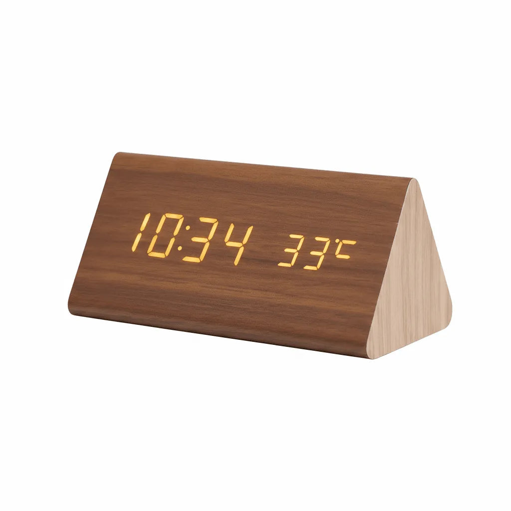 Wooden LED Alarm Clock with Voice Control