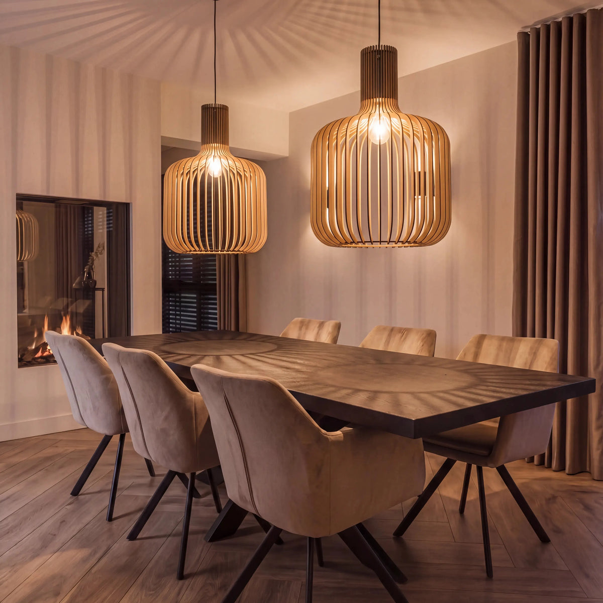 Wooden Pendant Light with Easy Assembly