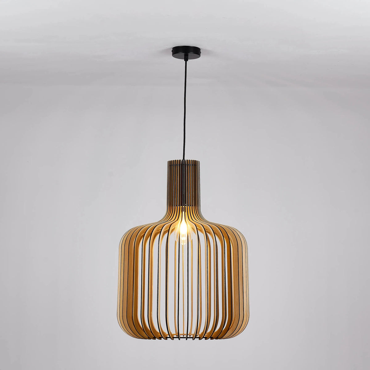 Wooden Pendant Light with Easy Assembly