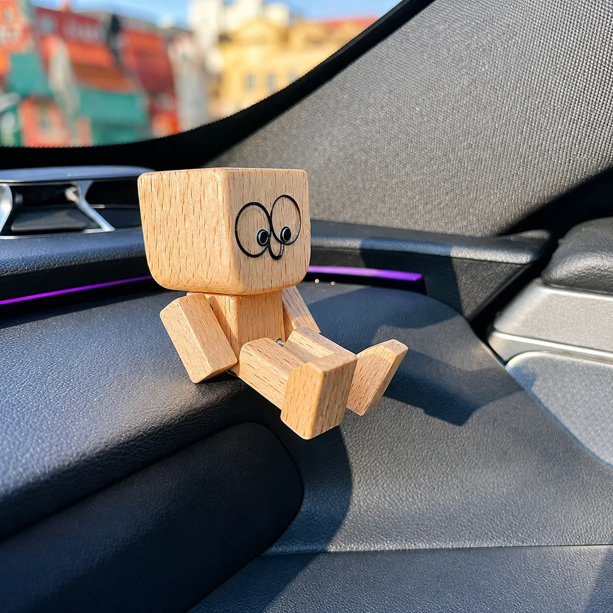 Wooden Swinging Figurine Decor with Interchangeable Faces