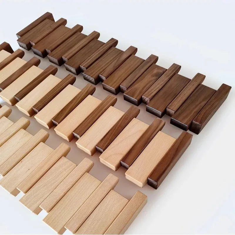 Wooden Wall Coat Rack with Foldable Hooks
