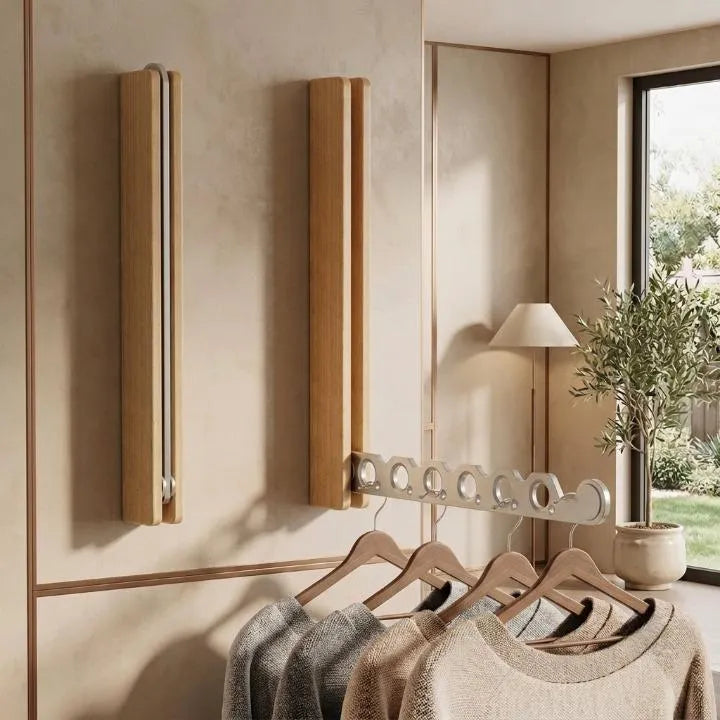 Wooden Wall-Mounted Coat Rack with Foldable Design