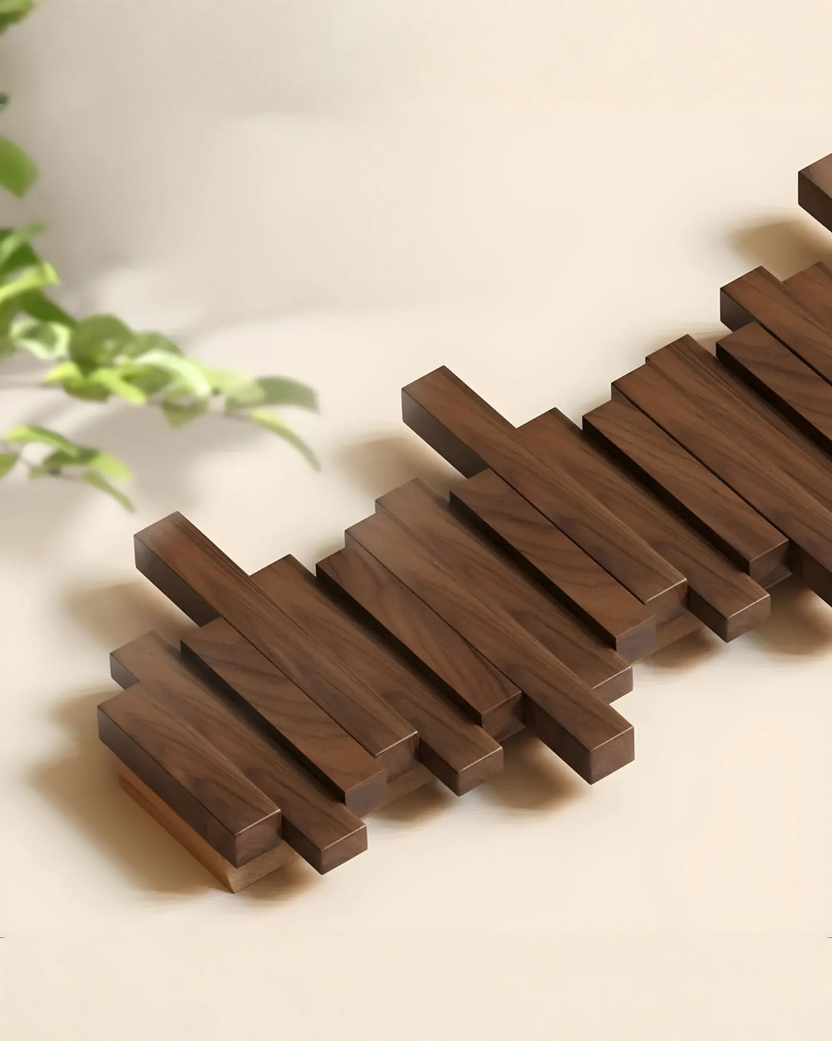 Wooden Wall-Mounted Coat Rack with Foldable Magnetic Hooks