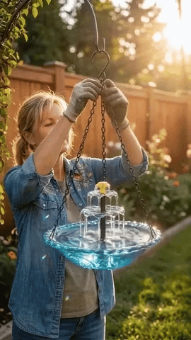 Aviaqua - Hängender solarstrombetriebener Vogelbad-Brunnen