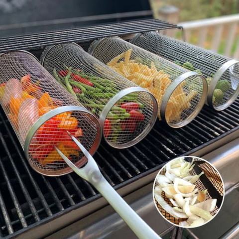 SpinGrill - Zylindrischer Grillkorb zum Rollen