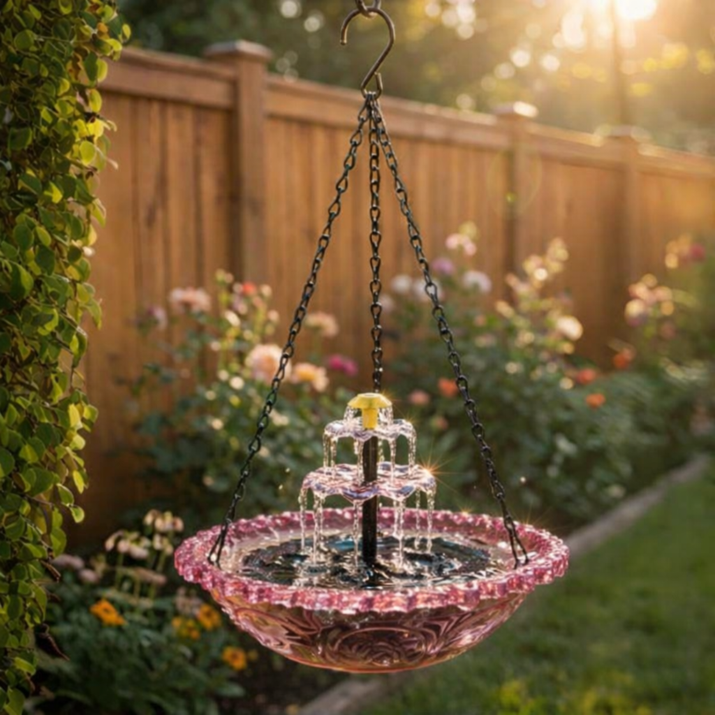 Aviaqua - Hängender solarstrombetriebener Vogelbad-Brunnen