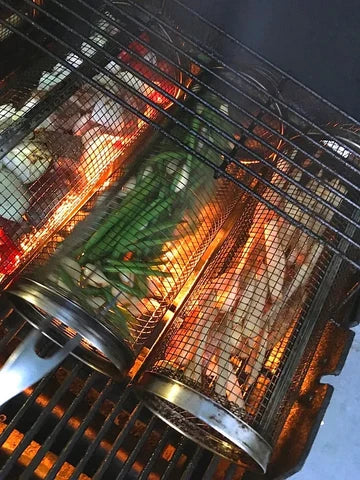 SpinGrill - Zylindrischer Grillkorb zum Rollen