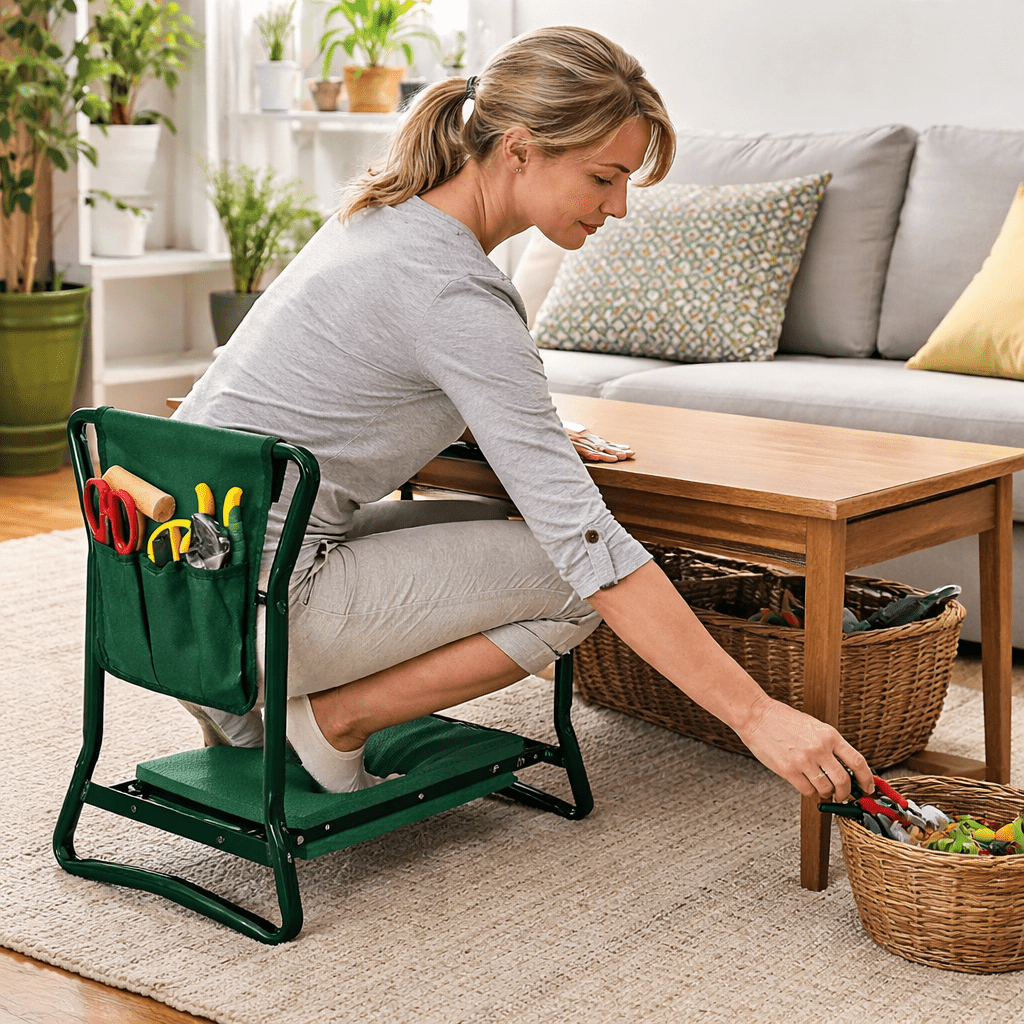Kneely - Zusammenklappbarer 2-in-1-Gartenhocker und -kniesitz