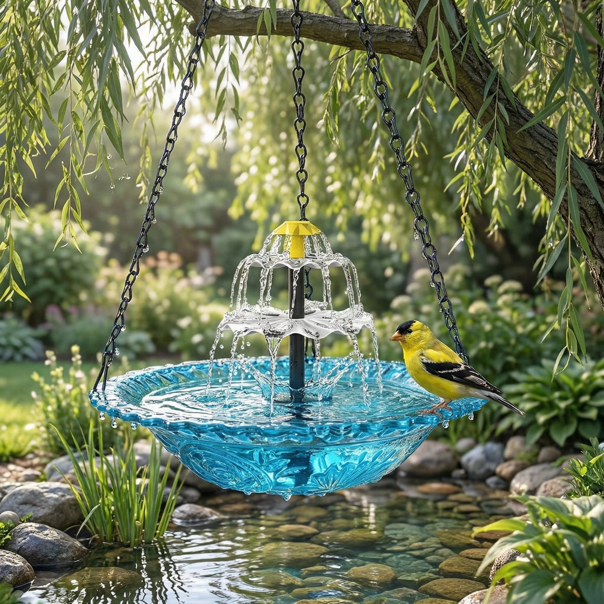 Aviaqua - Hängender solarstrombetriebener Vogelbad-Brunnen