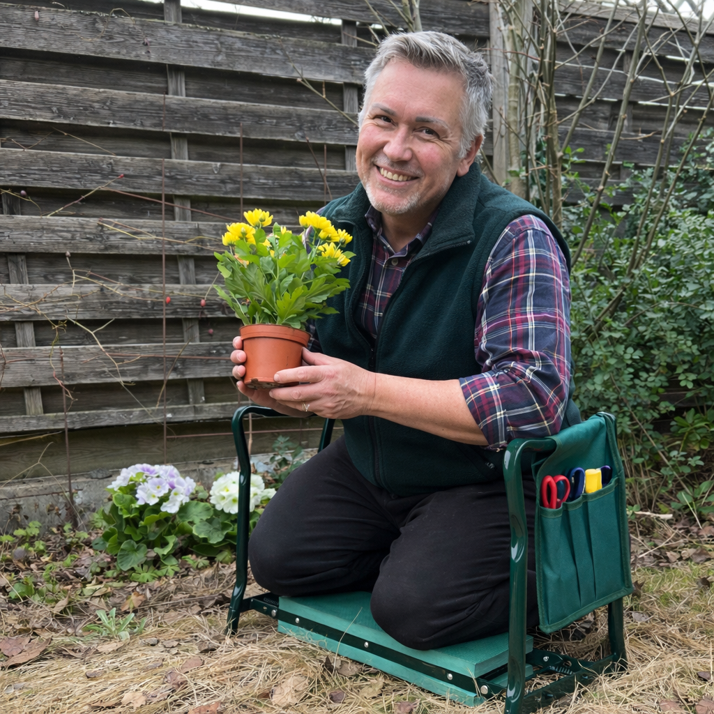 Kneely - Zusammenklappbarer 2-in-1-Gartenhocker und -kniesitz