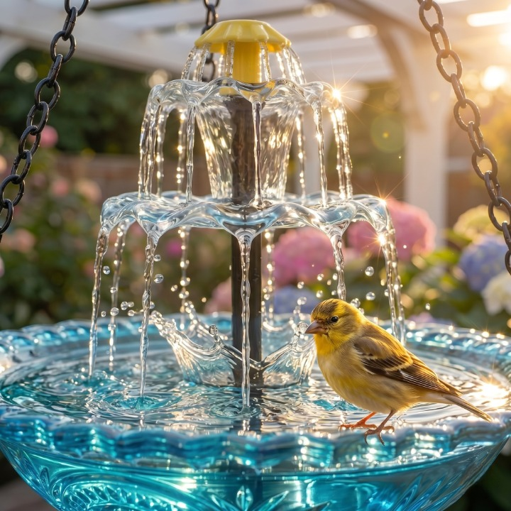 Aviaqua - Hängender solarstrombetriebener Vogelbad-Brunnen