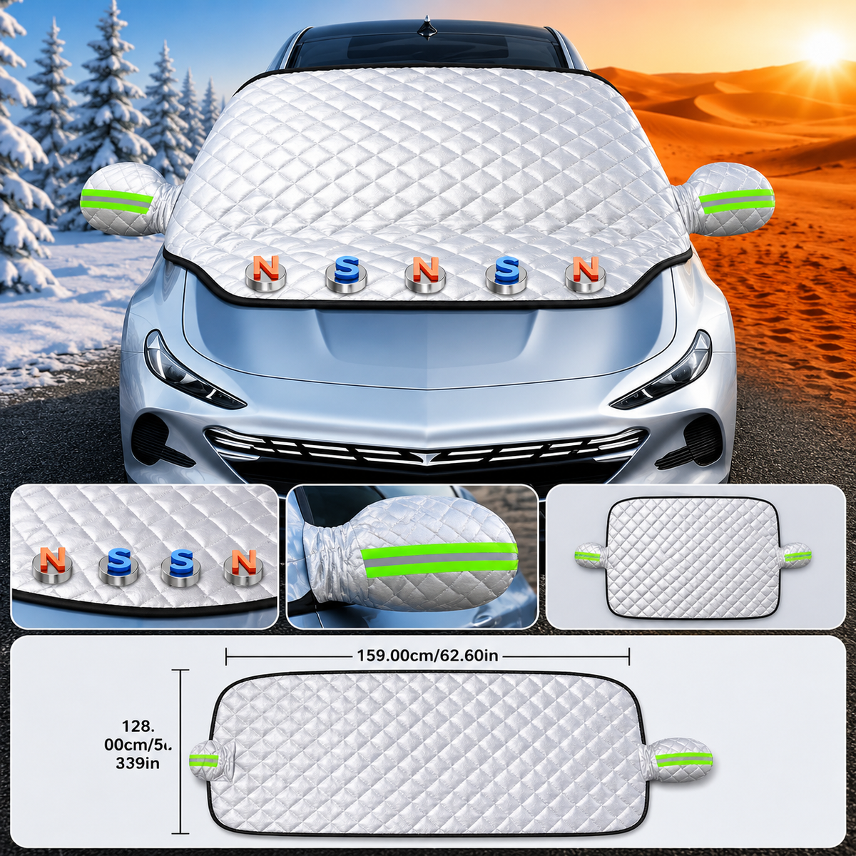Wintrex - Gesteppte Ganzjahres-Autoscheibenabdeckung