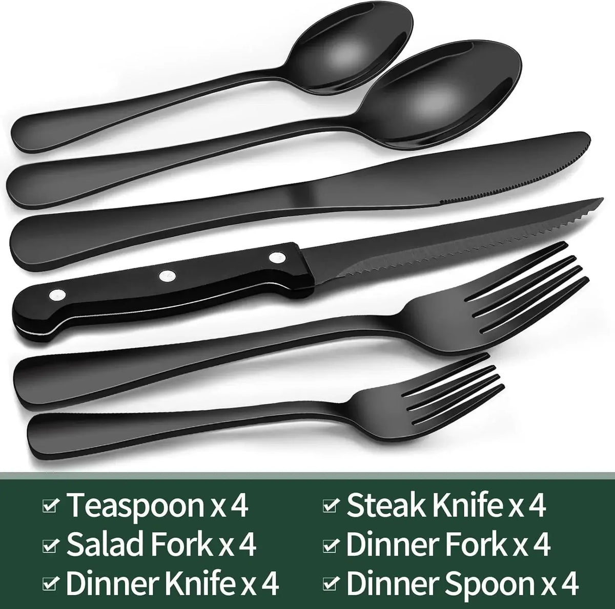 Culinova - Modernes schwarzes Besteckset