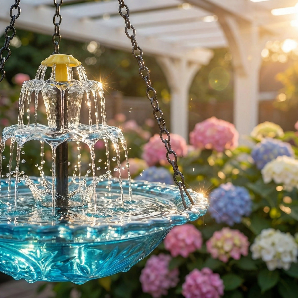 Aviaqua - Hängender solarstrombetriebener Vogelbad-Brunnen