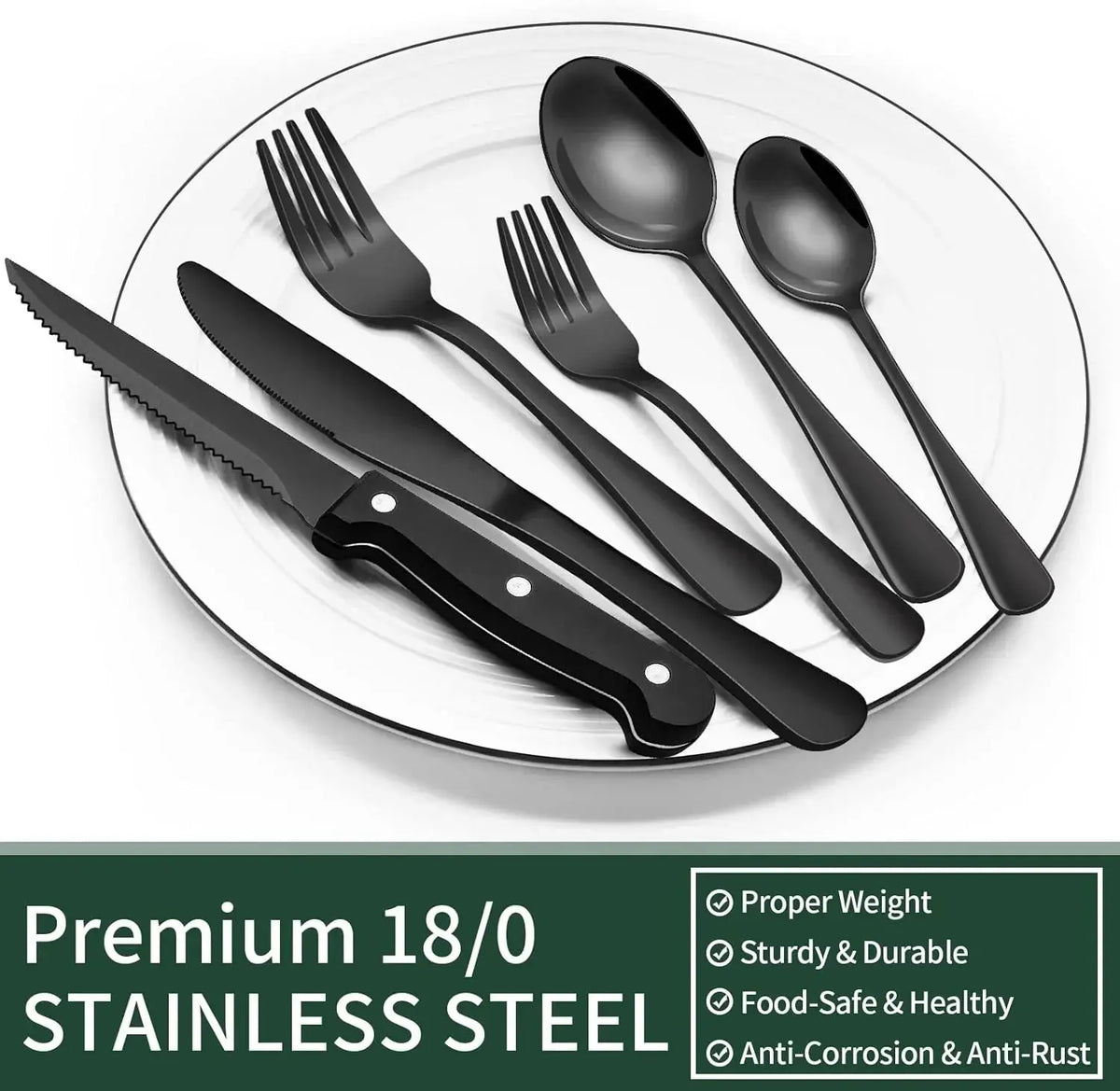 Culinova - Modernes schwarzes Besteckset