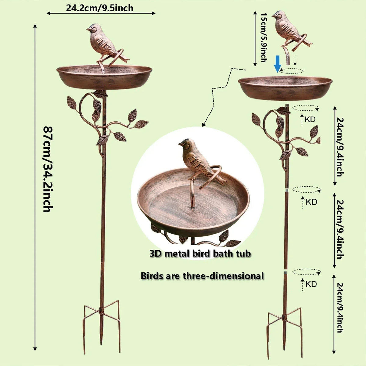 AviRest - Dekoratives freistehendes flaches Vogelbad