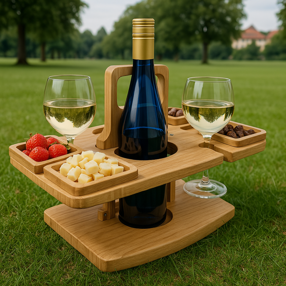 VinoTrek - Tragbarer zusammenklappbarer Picknick-Weintisch
