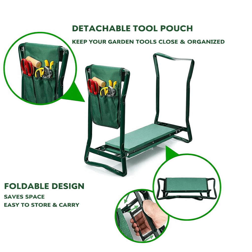 Kneely - Zusammenklappbarer 2-in-1-Gartenhocker und -kniesitz