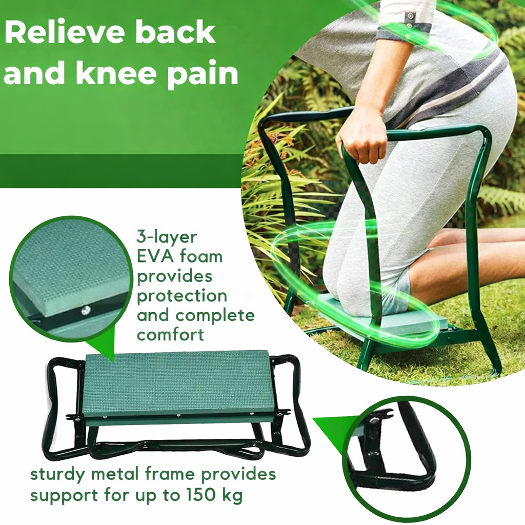 Kneely - Zusammenklappbarer 2-in-1-Gartenhocker und -kniesitz