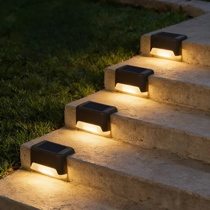 8-Piece Solar Step Light Set with Automatic On and Off