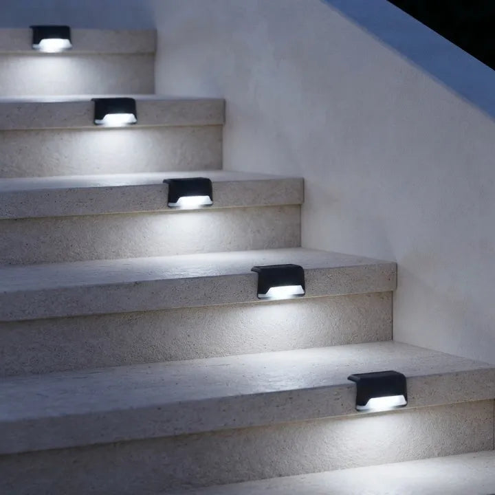 8-Piece Solar Step Light Set with Automatic On and Off