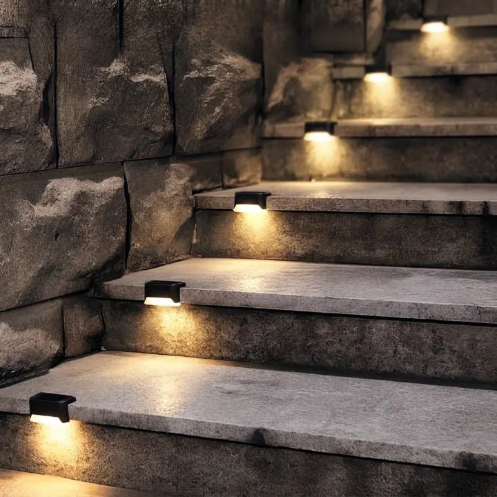 8-Piece Solar Step Light Set with Automatic On and Off
