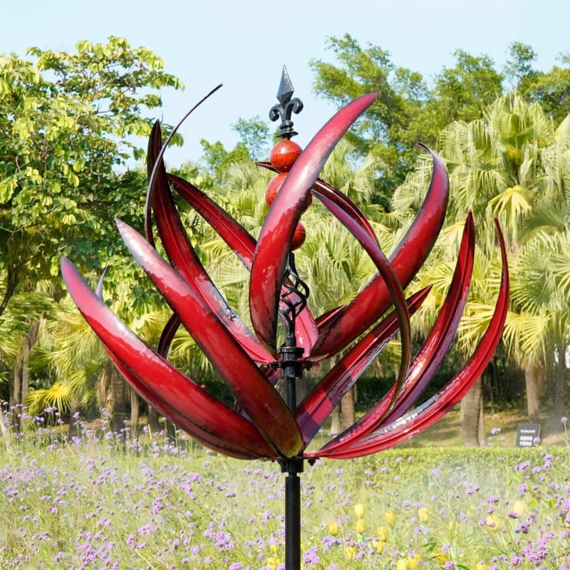 SpinFlora - Dekorative Lotus-Wetterfahne mit Blumenmotiv