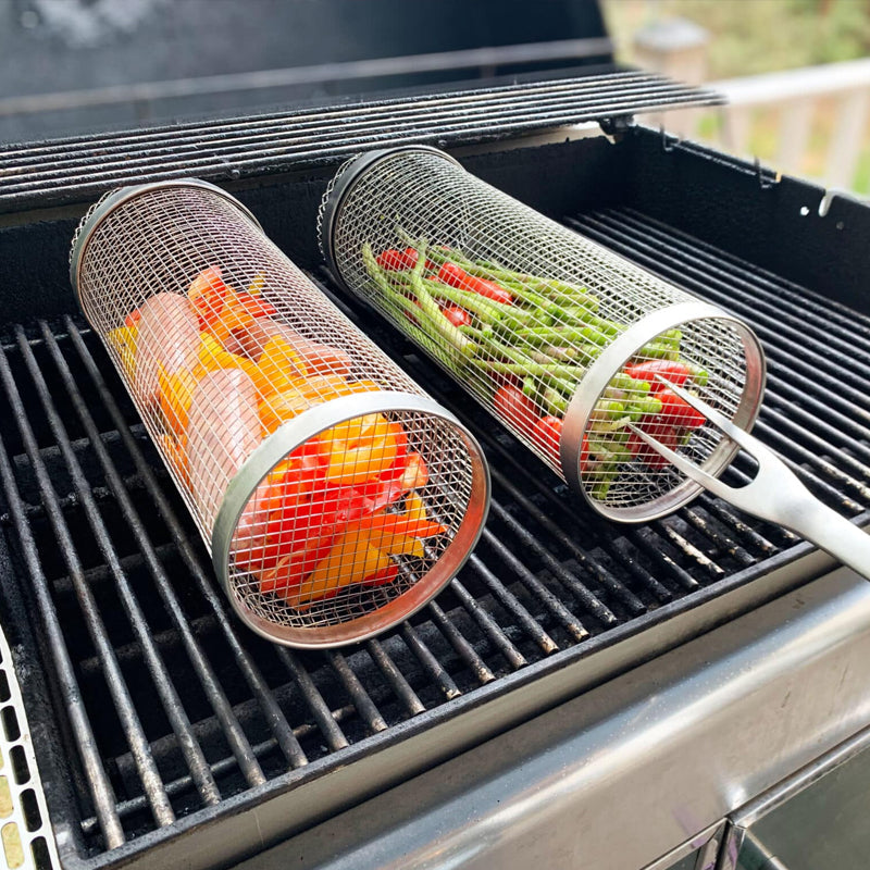 SpinGrill - Zylindrischer Grillkorb zum Rollen