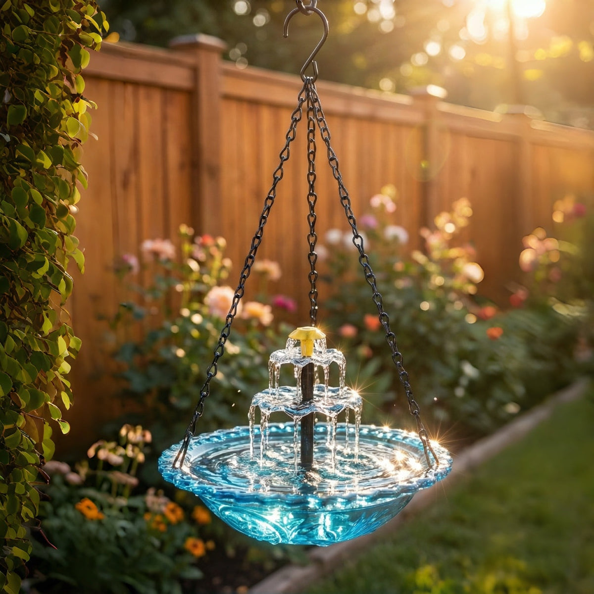 Aviaqua - Hängender solarstrombetriebener Vogelbad-Brunnen