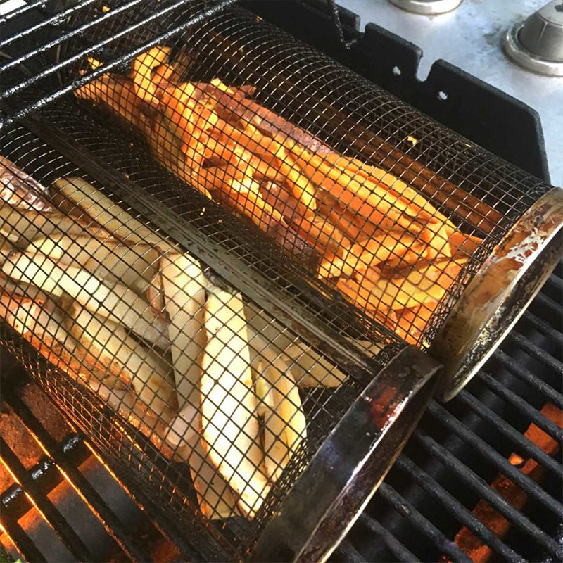 SpinGrill - Zylindrischer Grillkorb zum Rollen