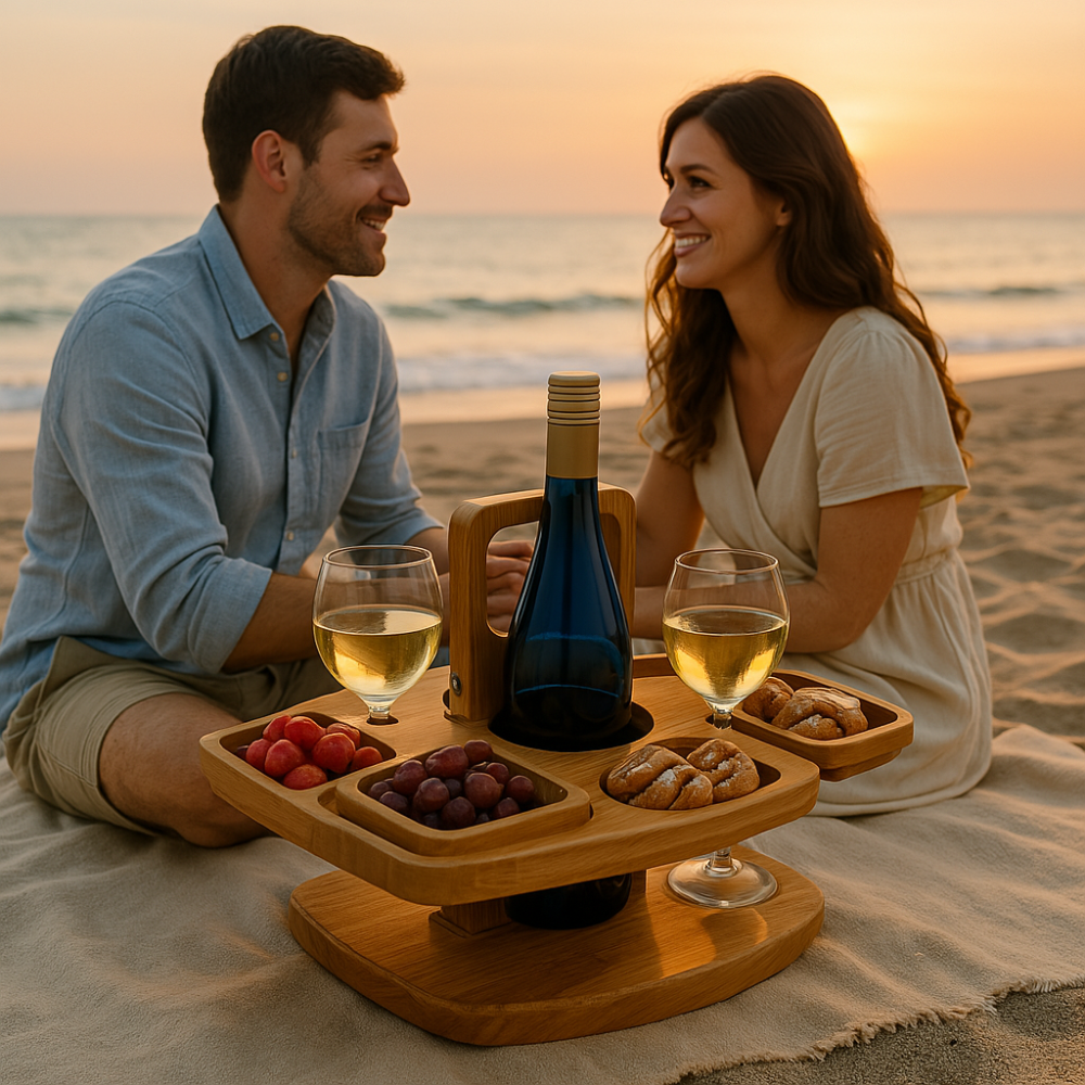 VinoTrek - Tragbarer zusammenklappbarer Picknick-Weintisch