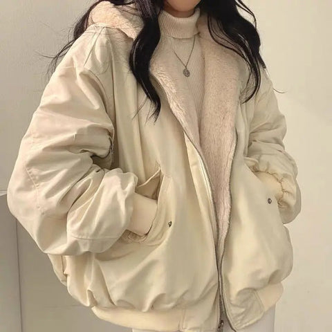 Relaxed Hooded Bomber Winter Jacket