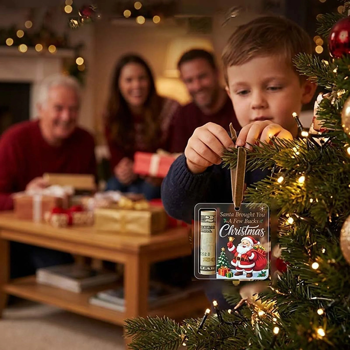 Acrylic Christmas Tree Ornament with Built-In Cash Holder