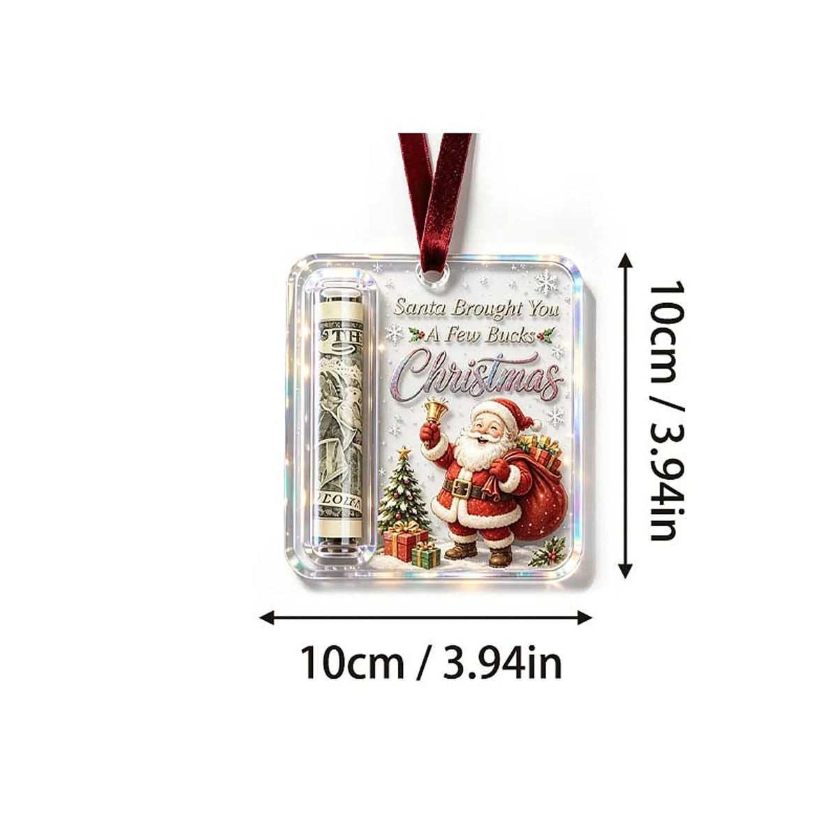 Acrylic Christmas Tree Ornament with Built-In Cash Holder