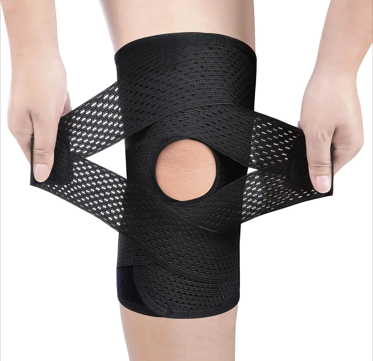 Adjustable Knee Compression Sleeve with Fastening Straps