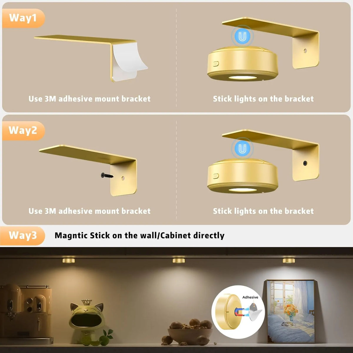 Adjustable Magnetic Picture Light with Touch Control and Remote