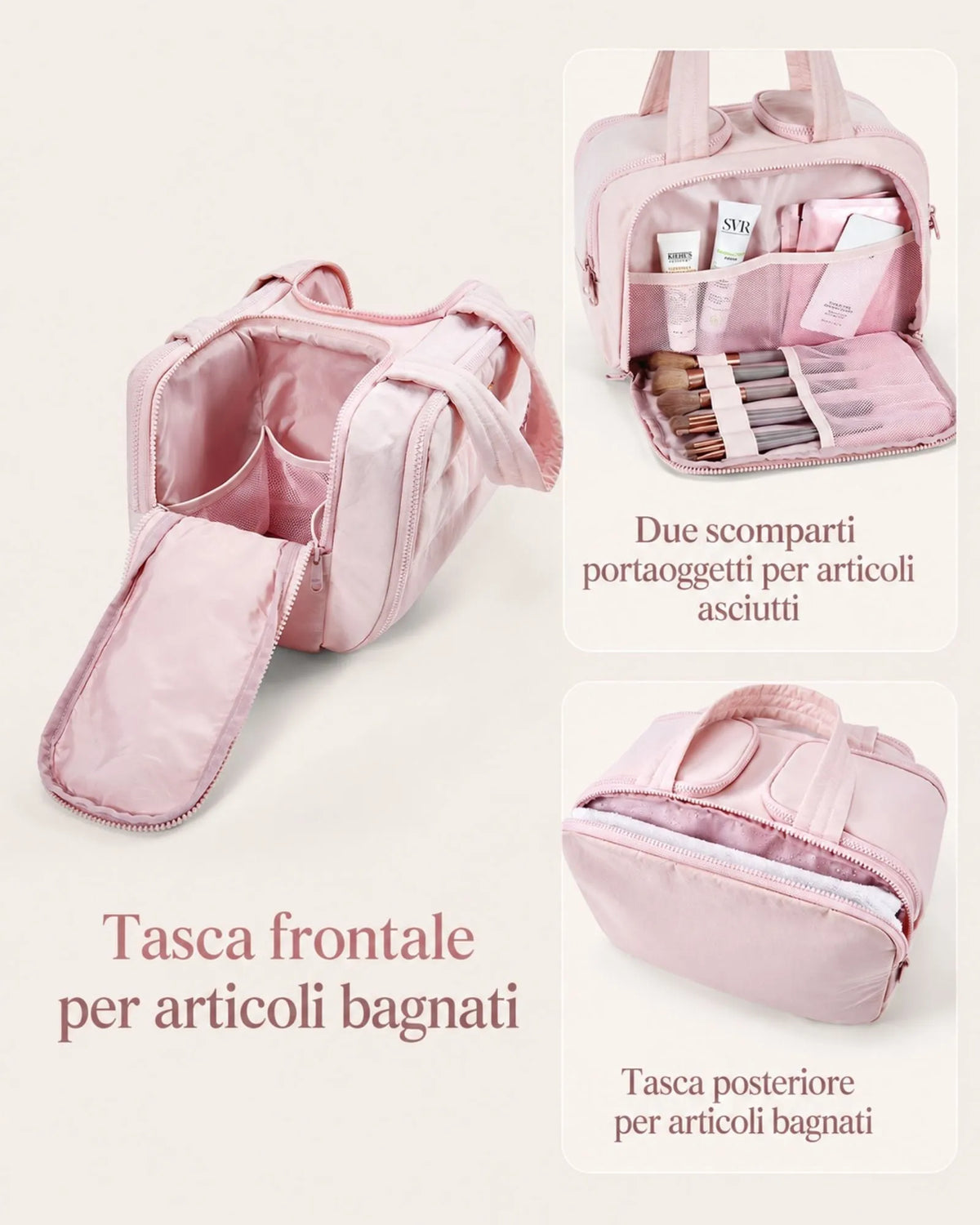 All-in-One Travel Makeup Organizer Bag with Water-Resistant Lining