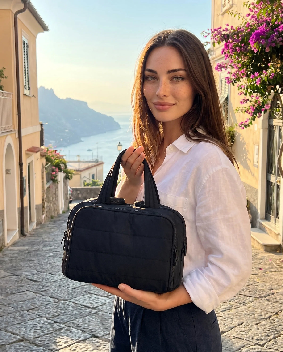 All-in-One Travel Makeup Organizer Bag with Water-Resistant Lining