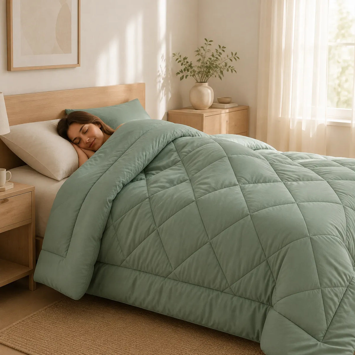 All-Season Coverless Comforter Set with Diamond Quilting