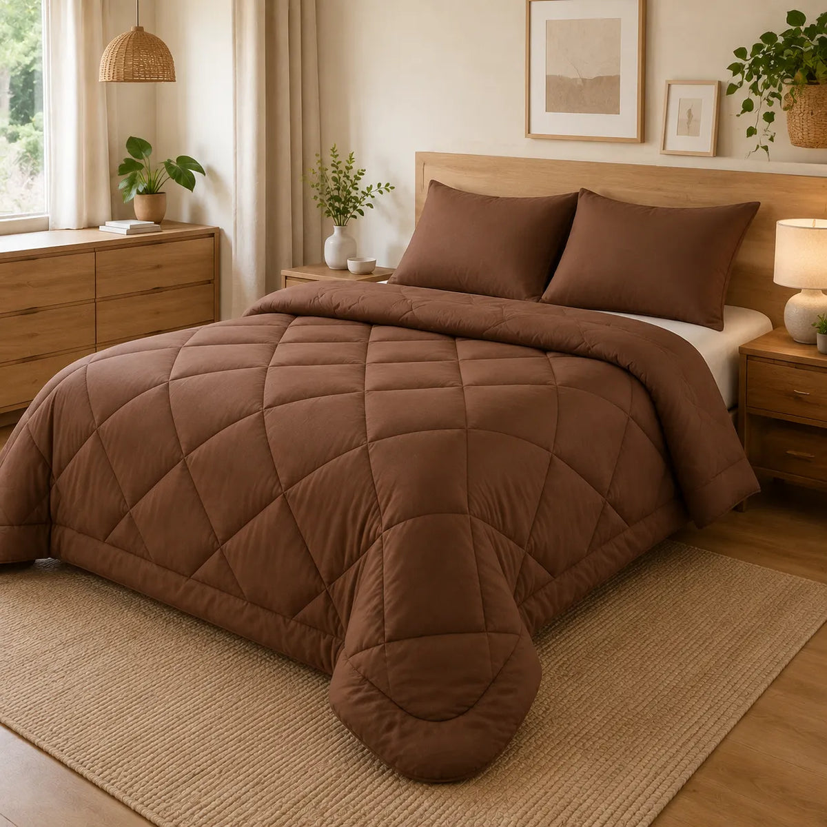 All-Season Coverless Comforter Set with Diamond Quilting