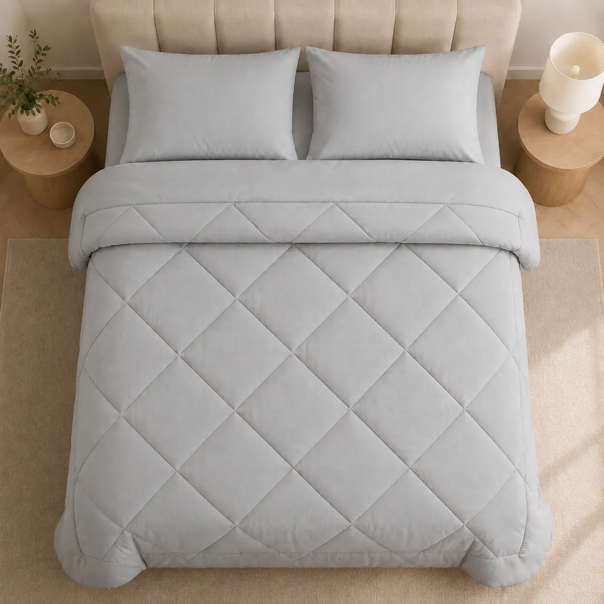 All-Season Coverless Comforter Set with Diamond Quilting