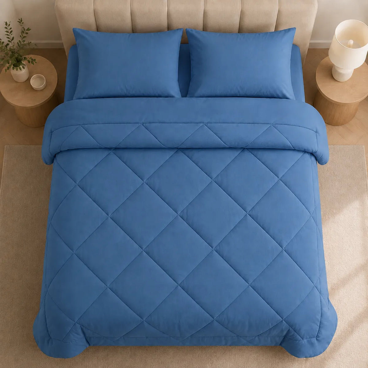 All-Season Coverless Comforter Set with Diamond Quilting