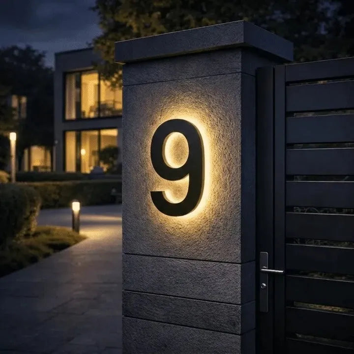 Backlit LED House Number Sign with Weatherproof Housing