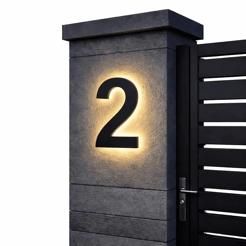 Backlit LED House Number Sign with Weatherproof Housing