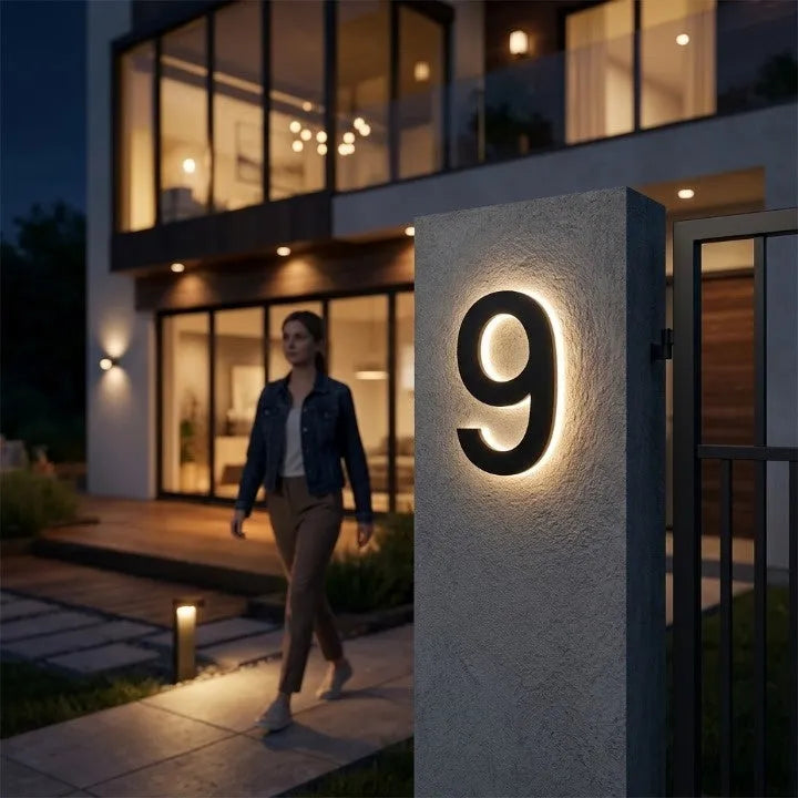 Backlit LED House Number Sign with Weatherproof Housing